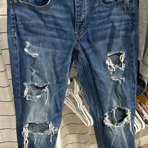 American Eagle Outfitters Women's Distressed Blue Boyfriend Jeans